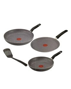 Tefal Natura 4-Piece Non-Stick Cookware Set, 20cm Frypan, 24cm Frypan, Pancake Pan, PTFE Coating, Aluminum - B867S485