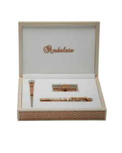 His Highness Dameska Ivory Luxury Pen Set, Premium Writing Instrument with Gold Accents, Letter Opener & Hand Stamp