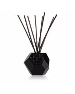 Chando Obsidian Collection Reed Diffuser, Hexagonal Black Vessel with Geometric Design, Black Reed Sticks