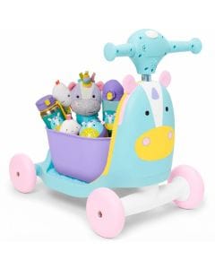 Skip Hop Zoo Unicorn Ride On 3 in 1 Scooter 12+ Months, Adjustable Handle For Comfortable Standing Height, Three Ways To Play - Multicolour