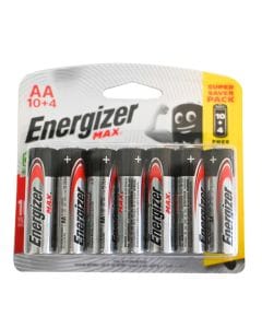 Energizer Max Alkaline AA Batteries Bonus Pack (10+4 Free), Long-Lasting Power, Leak Protection