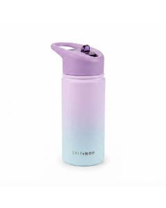 Skip Hop Sweet Treats Wander Stainless Steel Straw Bottle 450ml, Flip-Up Straw With Leak-Resistant Design, Easy-Grip Carry Handle - Ombre Purple