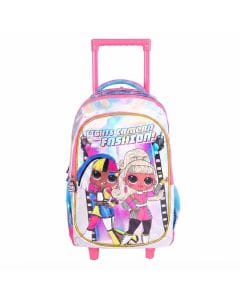TRUCARE MGA LOL 18 Inch Kids Trolley Bag, Ergonomic Lightweight School Backpack for Girls 6+, Smooth