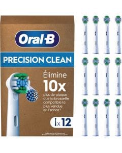 Oral-B Pro Precision Clean Electric Toothbrush Heads, White, 12-Pack - X-Shape & Angled Bristles
