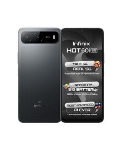 Infinix Hot 60i 5G Smartphone (X6730B)  256GB+8GB RAM, MediaTek Dimensity 6400, 6.75" Display, 50MP Camera, 6000mAh Battery | Sleek Black