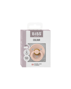 BIBS Latex Pacifier Colour Size 1 0-6 Months, Round And Soft Nipple, Anti-Irritation Shield, Skin-Like Softness, Flexible And Durable Design - Blush