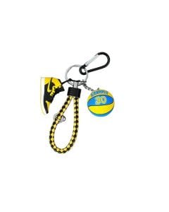 Luxury Signature Curry Ball Keychain Set, Basketball Ball Keyring, Black & Yellow Rope with Yellow Black Sneaker Charms
