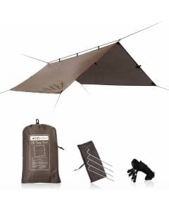 DD Tarp 3 x 3m Coyote Brown, Versatile Waterproof Basha for Hammock Camping, Bushcraft and Survival