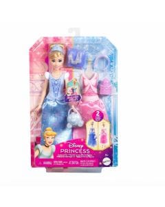 Disney Princess Cinderella Fashion Doll, 2-in-1 Story Outfits, 2 Snap-On Bodices, 2 Skirts & 9 Accessories, Kids Toy