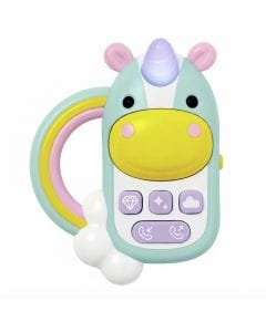 Skip Hop Zoo Unicorn Phone Toy 6+ Months, Press Nose To Light-up Dino's Spikes, Helps Develop Fine Motor Skills, Easy-Grip Handle For Little Hands - Multicolour