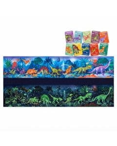 Hape Dinosaurs Glow-in-the-Dark Jigsaw Puzzle - 1.5 Meter Giant 200-Piece Floor Puzzle for Kids