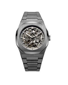D1 Milano Gun Metal Skeleton Automatic Watch, 41.5mm Stainless Steel Case, Sapphire Crystal, 5 ATM Water Resistance, Luxury Men Wristwatch