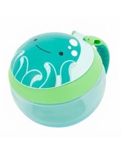 Skip Hop Zoo Octopus Snack Cup 12+ Months 222ml, Hygienic Flip-Down Straw Protection, Adorable Zoo Character Design, Dishwasher Safe - Multicolour