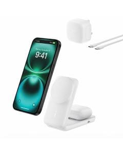 Belkin UltraCharge 2-in-1 Magnetic Wireless Charger with Qi2, 25W Fast MagSafe-Compatible Charging Stand for iPhone and AirPods
