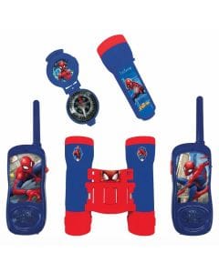 Lexibook Spider-Man Adventurer Set for Kids Walkie-Talkies, Binoculars 120 meters, 3 years and up | Blue/Red