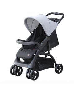 The Moon Aria Baby Stroller - Convertible Reclining Travel Gear with 360 Wheels, 5-Point Harness, 0 Months+ | Light Grey