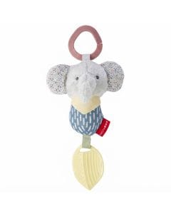 Skip Hop Bandana Buddies Chime And Teethe Elephant Toy 0+ Monthss, Multi-Textured Fabrics, Soothing Chime Sounds - Multicolour