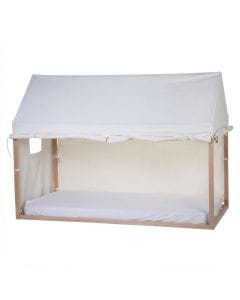 Childhome Bed Frame House Cover 90x200cm, Handy Windows, Roll-Up Sides, Very Easy To Attach - White