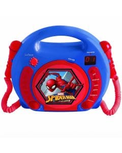 Lexibook Marvel Spider-Man CD Player Portable Kids Music System with 2 Toy Microphones Blue