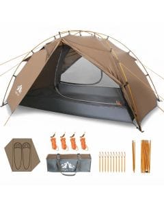 Night Cat 2-Person Waterproof Camping Tent, Lightweight 4-Season Backpacking Dome Shelter with Aluminum Poles