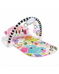 Fisher-Price Glow and Grow Kick & Play Piano Gym, Baby Activity Mat with Lights, Music, Smart Stages Learning & 10 Linkable Toys, Pink