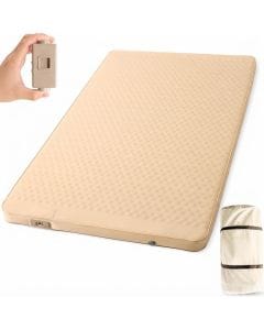 VUITTOX 4-Inch Self-Inflating Camping Mattress Pad, Double-Size Beige Ultra-Thick Insulated Foam Sleeping Mat