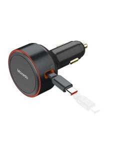 Moxedo Ultra Fast Car Charger 60W with Built-In Retractable USB-C Cable & Fast Charging | Black - MX-CC029