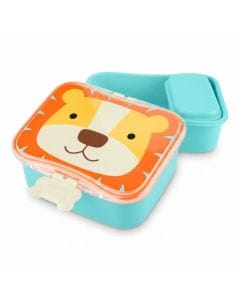 Skip Hop Zoo Lion Lunch Kit 3+ Years, 700mL Capacity, Easy-open Clips In Fun Shapes, Leakproof Design, Dishwasher Safe - Multicolour