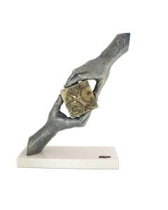 A. Anglada Catching The Time Decorative Sculpture, Modern Abstract Art Figurine, Handmade in Spain