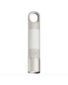 HOTO Dual Light Source LED Flashlight, 1000 Lumens, Rechargeable USB-C Torch, Up to 65-Hour Runtime, Silver, Portable Waterproof Light for Camping, Hiking and Outdoor Use