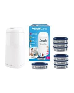 Angelcare Dress Up Bin Octagonal With 7 Refill Bundle, Advanced OdourSeal Technology, High Capacity Storage – Gray