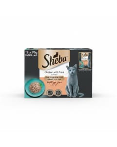Sheba Premium Chicken & Tuna Loaf Wet Cat Food - 12x70g Pack