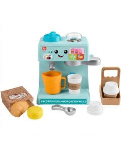 Fisher-Price Laugh & Learn Coffee Café Playset, Interactive Barista Pretend Play Toy with 10 Accessories, Smart Stages Learning, 18 Months+