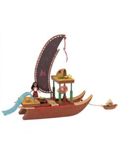 Disney Moana 2 Adventure Canoe Playset by Mattel, Posable Moana Small Doll, Heihei Figure & Tropical Accessories
