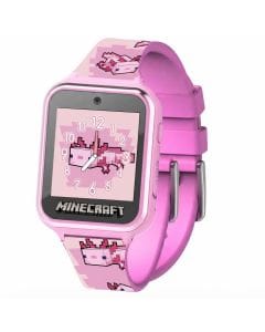Minecraft Kids Smartwatch – Pink Axolotl Design, Selfie Camera, 10 Watch Faces, Games, Step Counter, Voice Recorder, Alarm & Timer