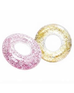 Intex Donut Swim Ring, Large 107cm Glitter Inflatable Pool Float for Adults & Kids, Heavy-Duty Design