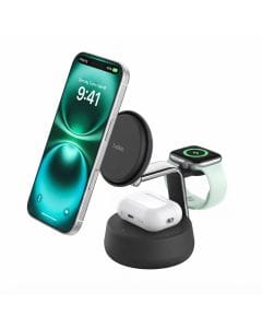 Belkin UltraCharge Pro 25W 3-in-1 Wireless Charging Station, Fast Magnetic Charger for iPhone 16, 15, 14, 13 and 12, Apple Watch and AirPods