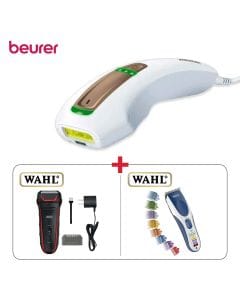 Beurer IPL5500 Pure Skin Pro Hair Removal White + Wahl Men's Electric Shaver Red & Black + Wahl Pro Hair Clipper Cordless Blue Bundle (603001000004367 + 601001000009657 + 601001000009703)
