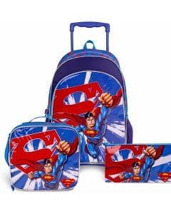 TRUCARE 3-in-1 School Trolley Backpack Set - Rolling Travel Bag with Insulated Lunch Box and Pencil 