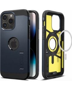 Spigen Tough Armor MagFit Case for iPhone 14 Pro, Metal Slate, Heavy-Duty Protective Cover with Built-In Kickstand