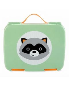 Skip Hop Zoo Bento Racoon Lunch Box 3+ Years, Secure Seal Helps Prevent Messes, Flexible Carry Handle, Dishwasher-safe - Multicolour