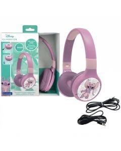 Lexibook Disney Stitch Angel 2-in-1 Bluetooth & Wired Kids Headphones, Adjustable Foldable Headset Pink