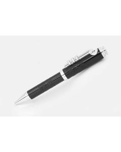 Dahnag Royal Black & Silver Jazz Ballpoint Pen, Polished Metal Body, Black Embellishment, Palladium Plated Finish, Luxury Writing Pen