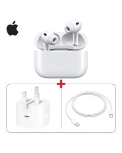 Apple AirPods Pro 3 White + 40W Dynamic Power Adapter With 60W Max White + 60W USB-C Charge Cable 1M White Bundle (603001000009089 + 603001000010615 + 603001000005071)