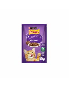 Purina Friskies Beef Chunks in Gravy Wet Cat Food Pouches - 26 x 85g