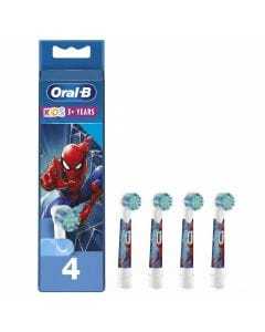 Oral-B Kids Spiderman Electric Toothbrush Replacement Heads, Soft Bristles for Children, 4-Pack