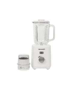 Sharp 600W Glass Jar Blender with Dry Mill, 1.5L Capacity, 2 Speeds + Pulse Function | White - EM-TK61-W3