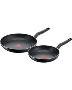 Tefal Super Cook Frypan Set, 24cm & 28cm Non-Stick Frying Pans, Thermo-Signal Heat Indicator, Easy Clean Cookware - B4592S85