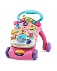 VTech First Steps Baby Walker, Interactive 2-in-1 Activity Center for Toddlers, Pink Learning Toy