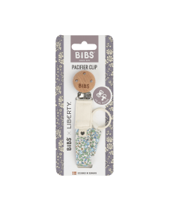 BIBS X Liberty Pacifier Clip, 100% Organic Cotton, Nickel-Free Metal Clips, Lightweight And Portable Design - Eloise Ivory